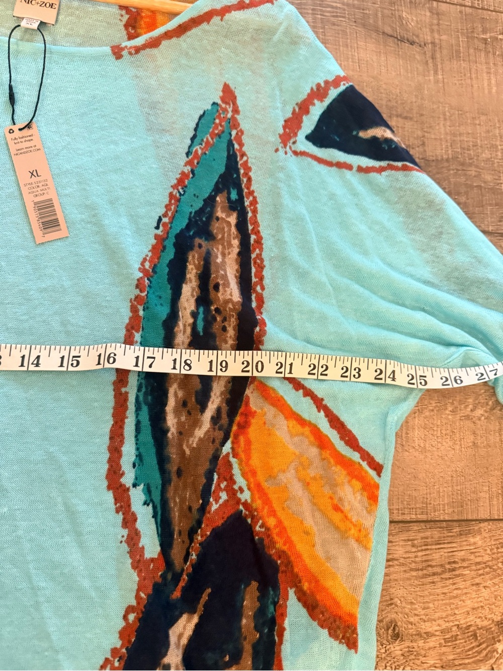 NWT Nic and Zoe Grove Linen Blend Sweater XL Aqua - Picture 8 of 9